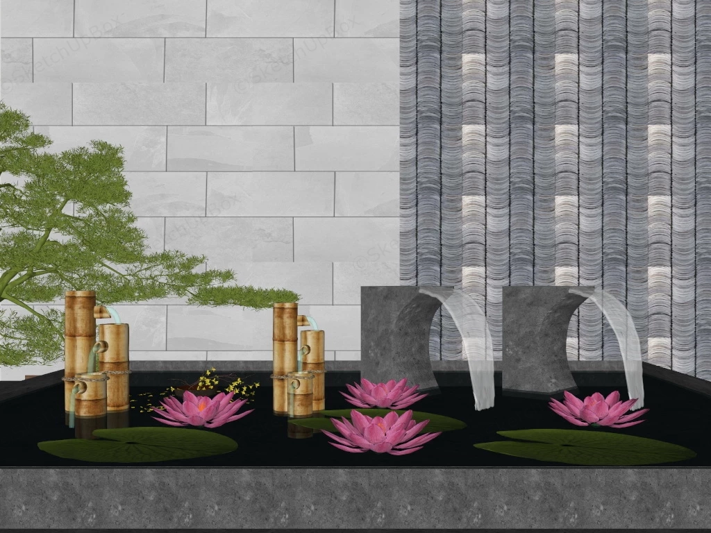 Small Pond Zen Garden sketchup model preview - SketchupBox
