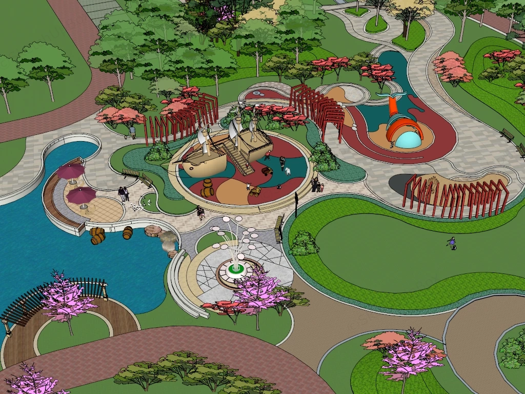 Community Park Landscape Design sketchup model preview - SketchupBox