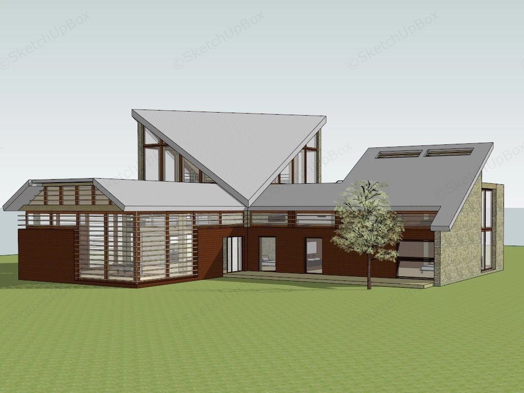 Modern House Exterior sketchup model preview - SketchupBox