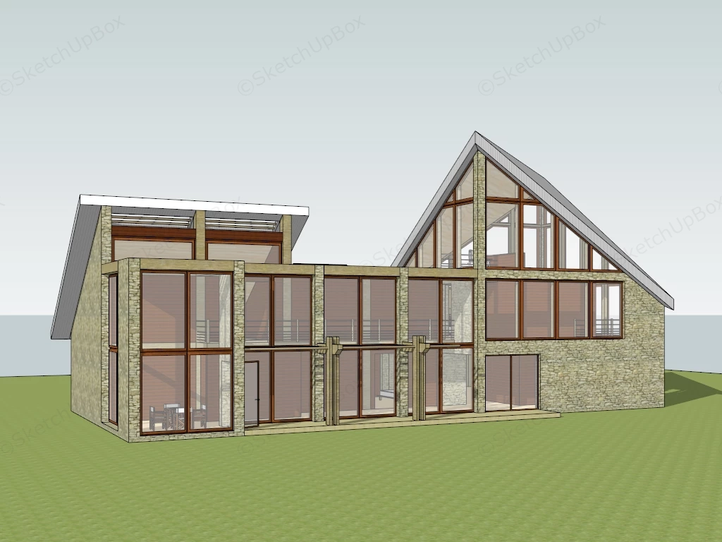 Modern House Exterior sketchup model preview - SketchupBox