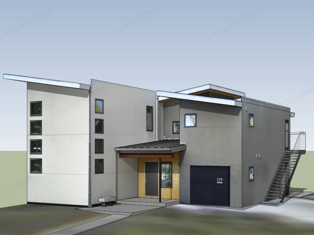 Modern Japanese House sketchup model preview - SketchupBox