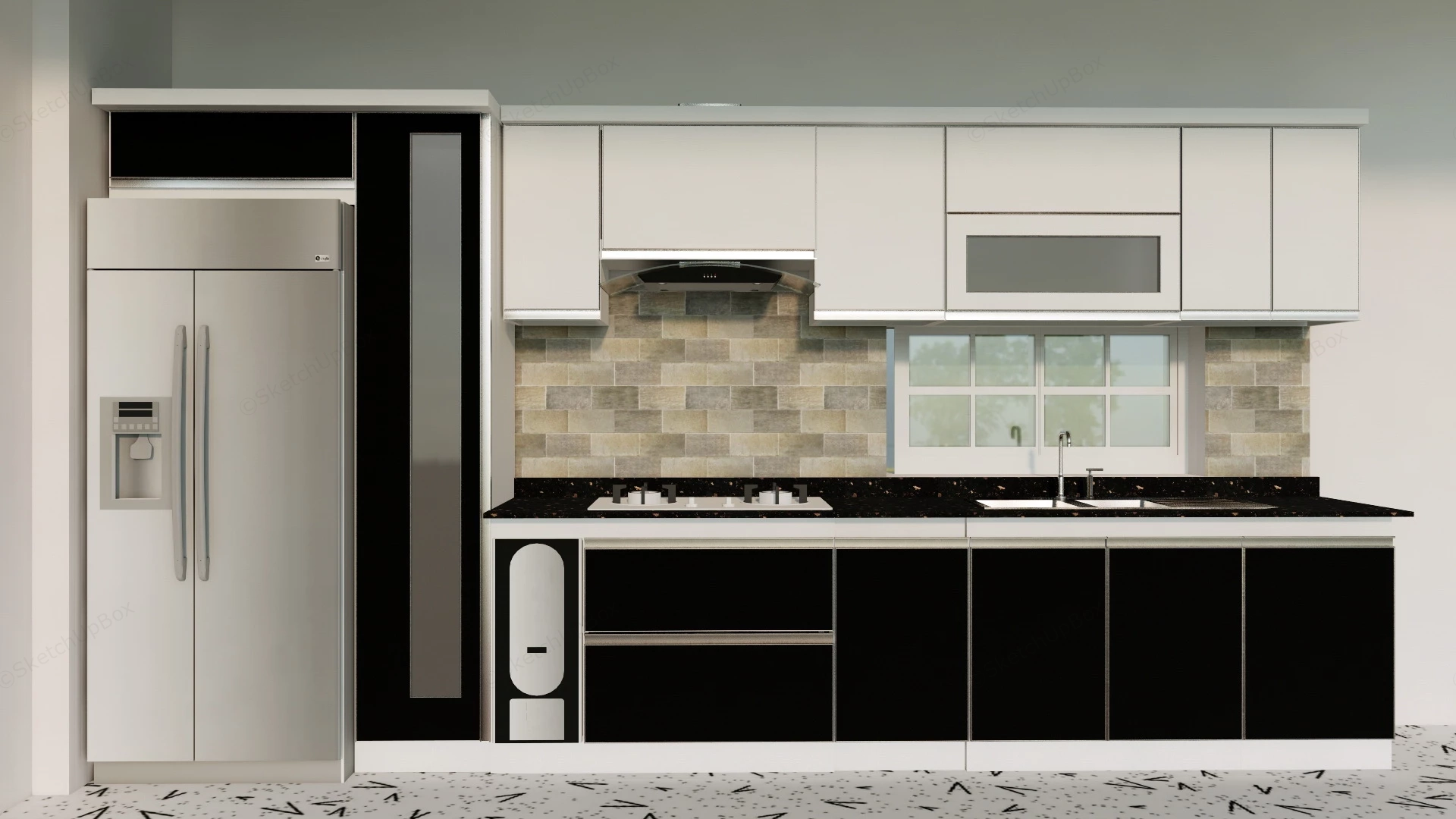 Small One Wall Kitchen Idea sketchup model preview - SketchupBox