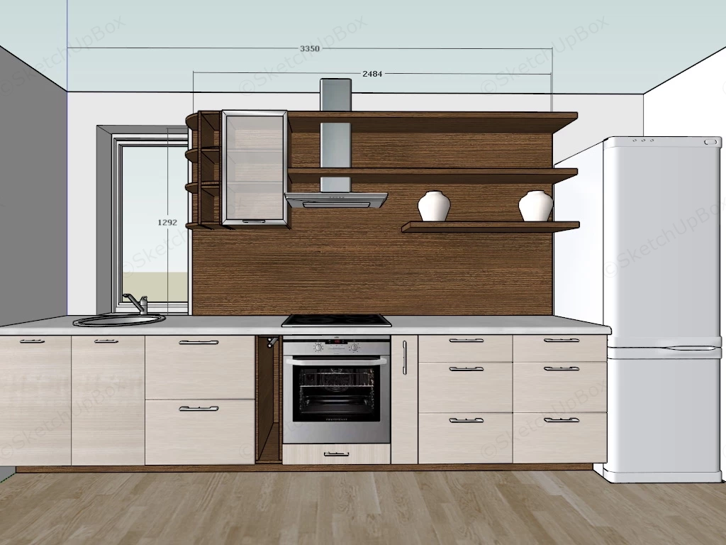 Beige And Brown Kitchen Design sketchup model preview - SketchupBox