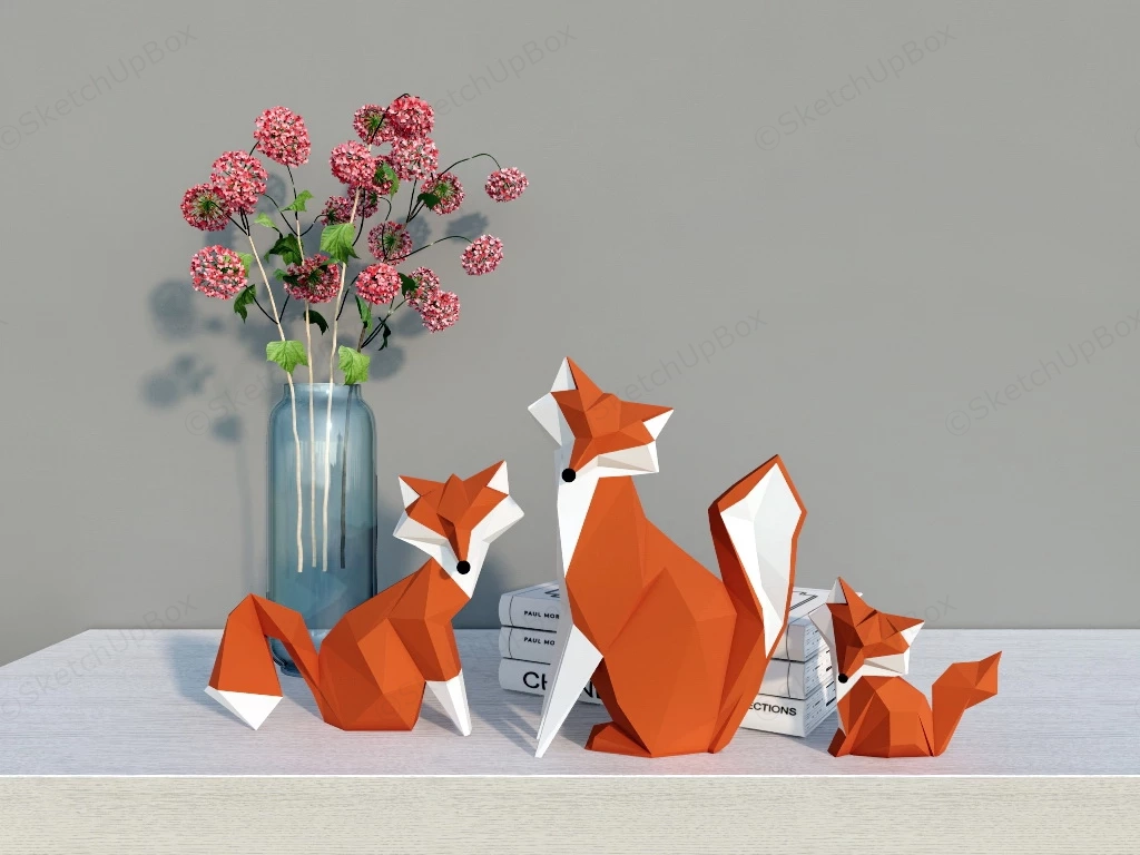 Geometric Fox Figurines Home Decor sketchup model preview - SketchupBox
