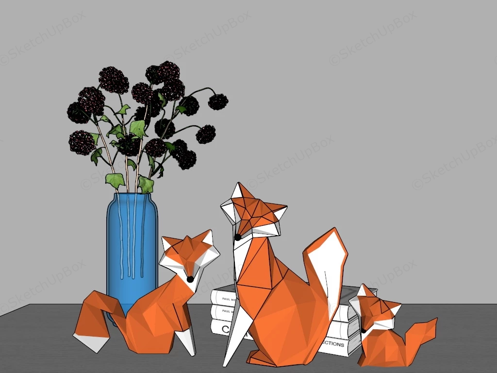 Geometric Fox Figurines Home Decor sketchup model preview - SketchupBox