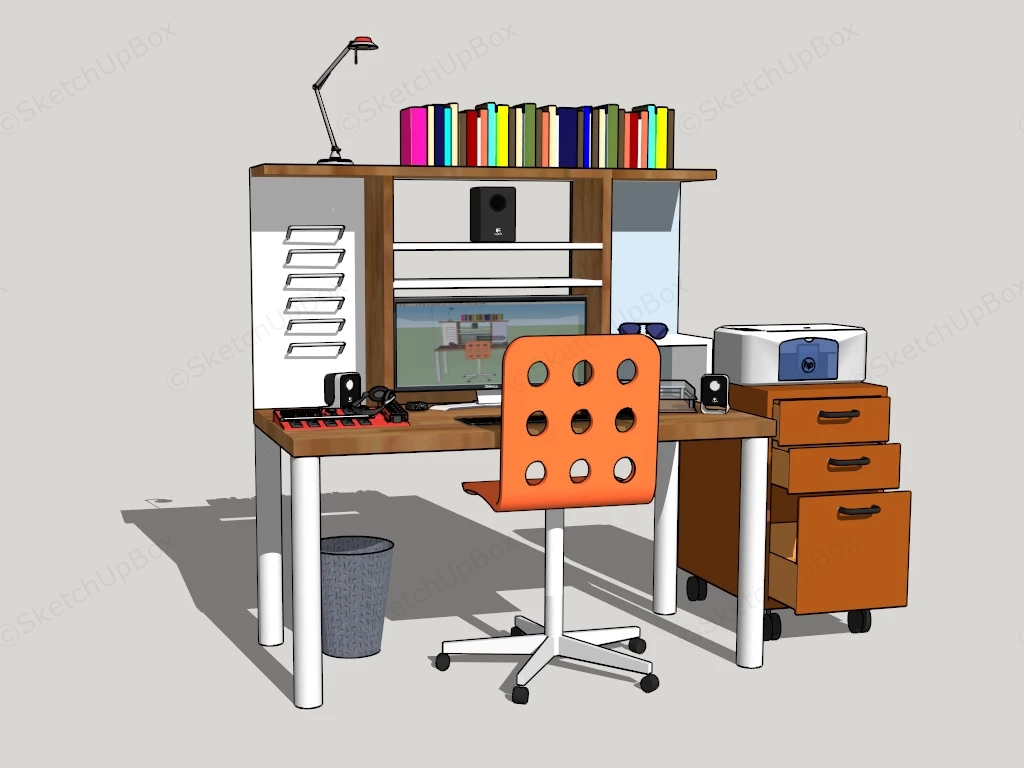 Modern Home Computer Desk sketchup model preview - SketchupBox