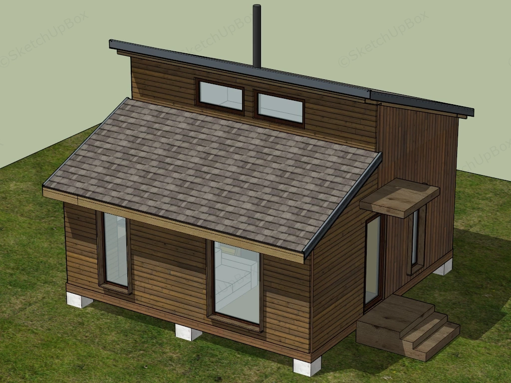 Small Wood Cabin sketchup model preview - SketchupBox
