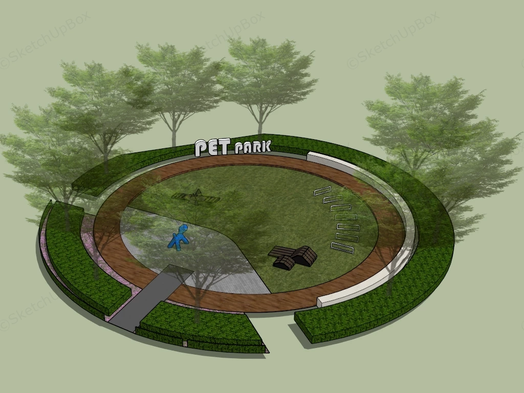 Small Round Dog Park sketchup model preview - SketchupBox