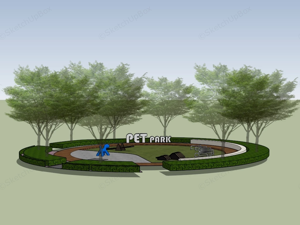 Small Round Dog Park sketchup model preview - SketchupBox