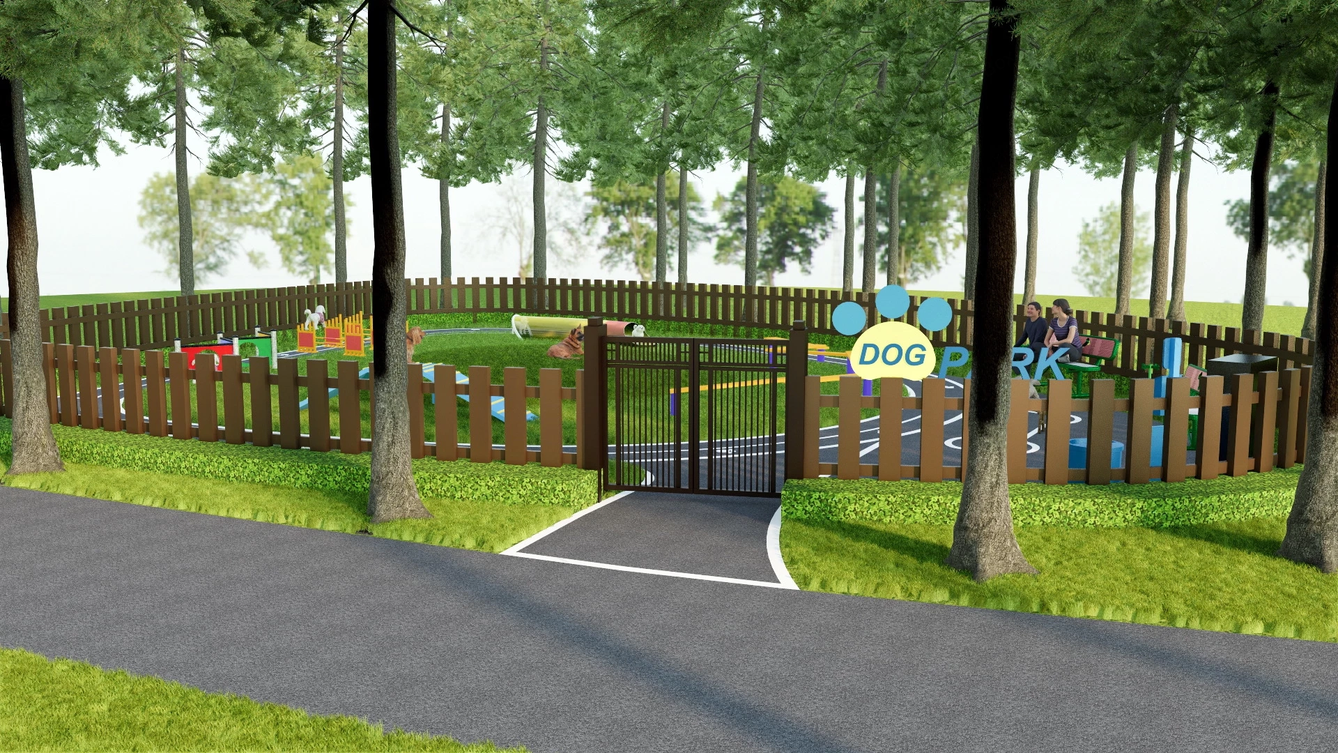 Fenced Dog Park sketchup model preview - SketchupBox