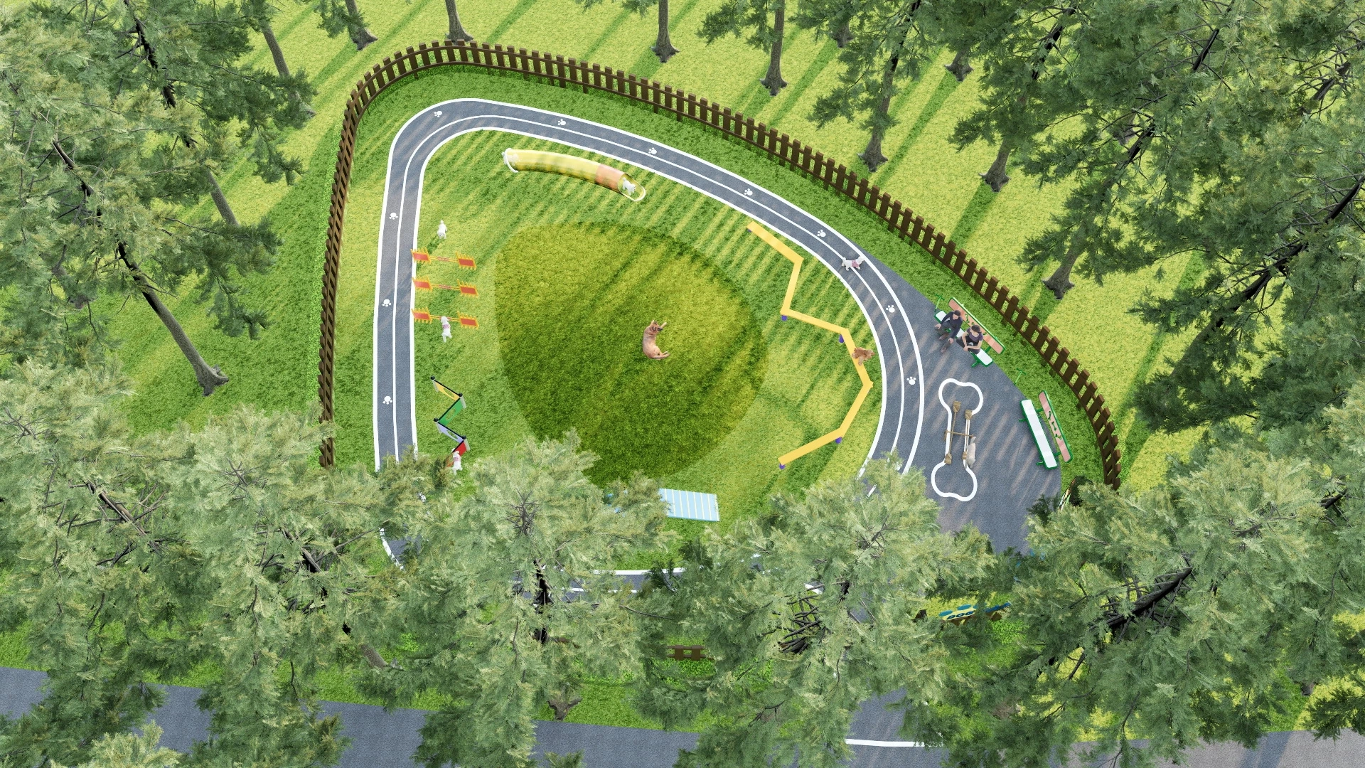 Fenced Dog Park sketchup model preview - SketchupBox