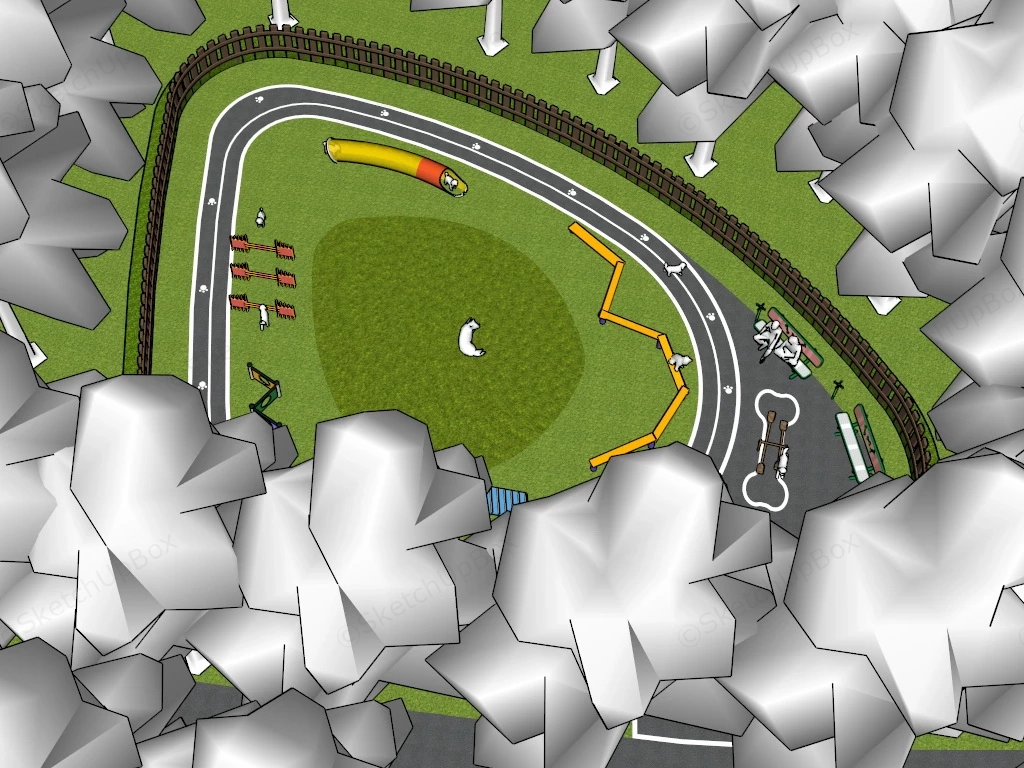 Fenced Dog Park sketchup model preview - SketchupBox