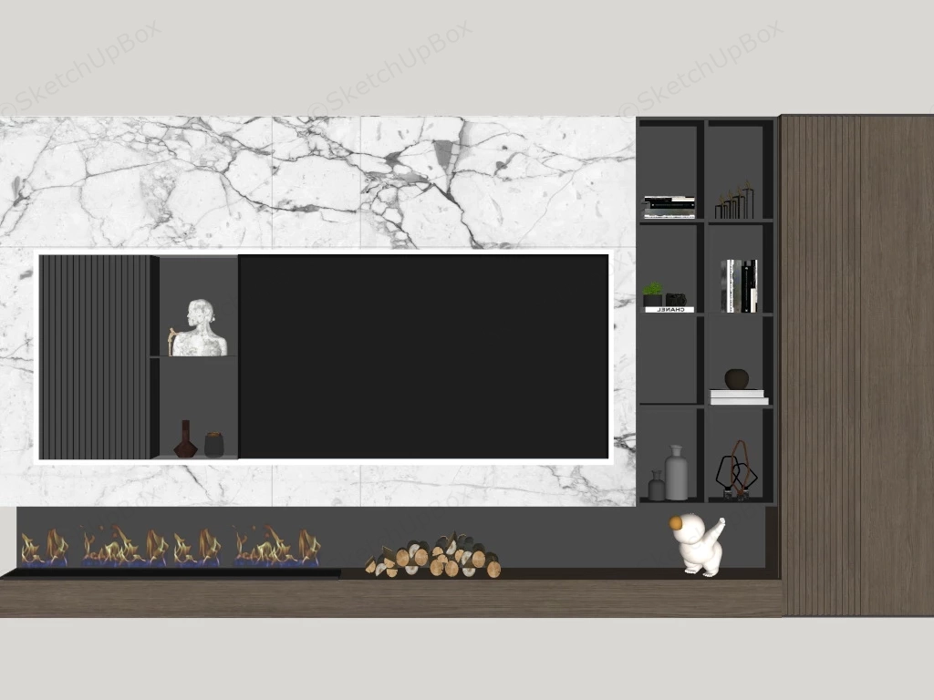Modern Luxury Tv Wall Design sketchup model preview - SketchupBox