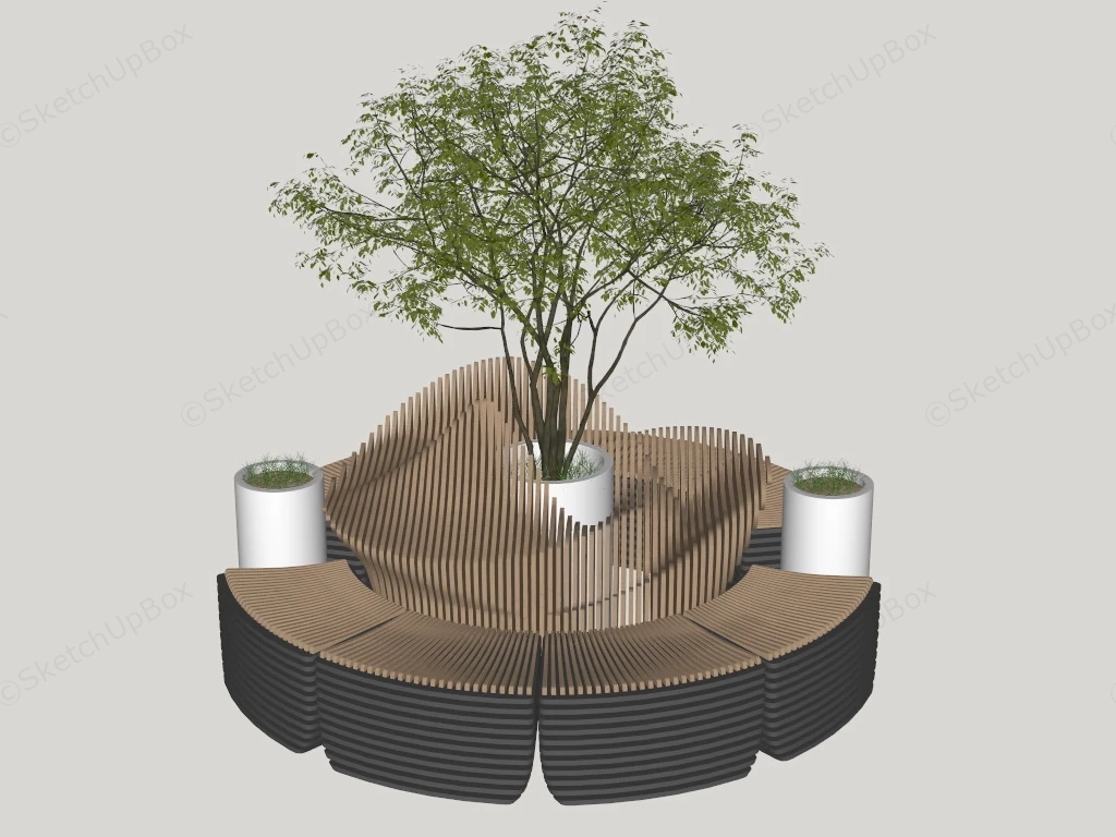 Circle Tree Bench Design sketchup model preview - SketchupBox