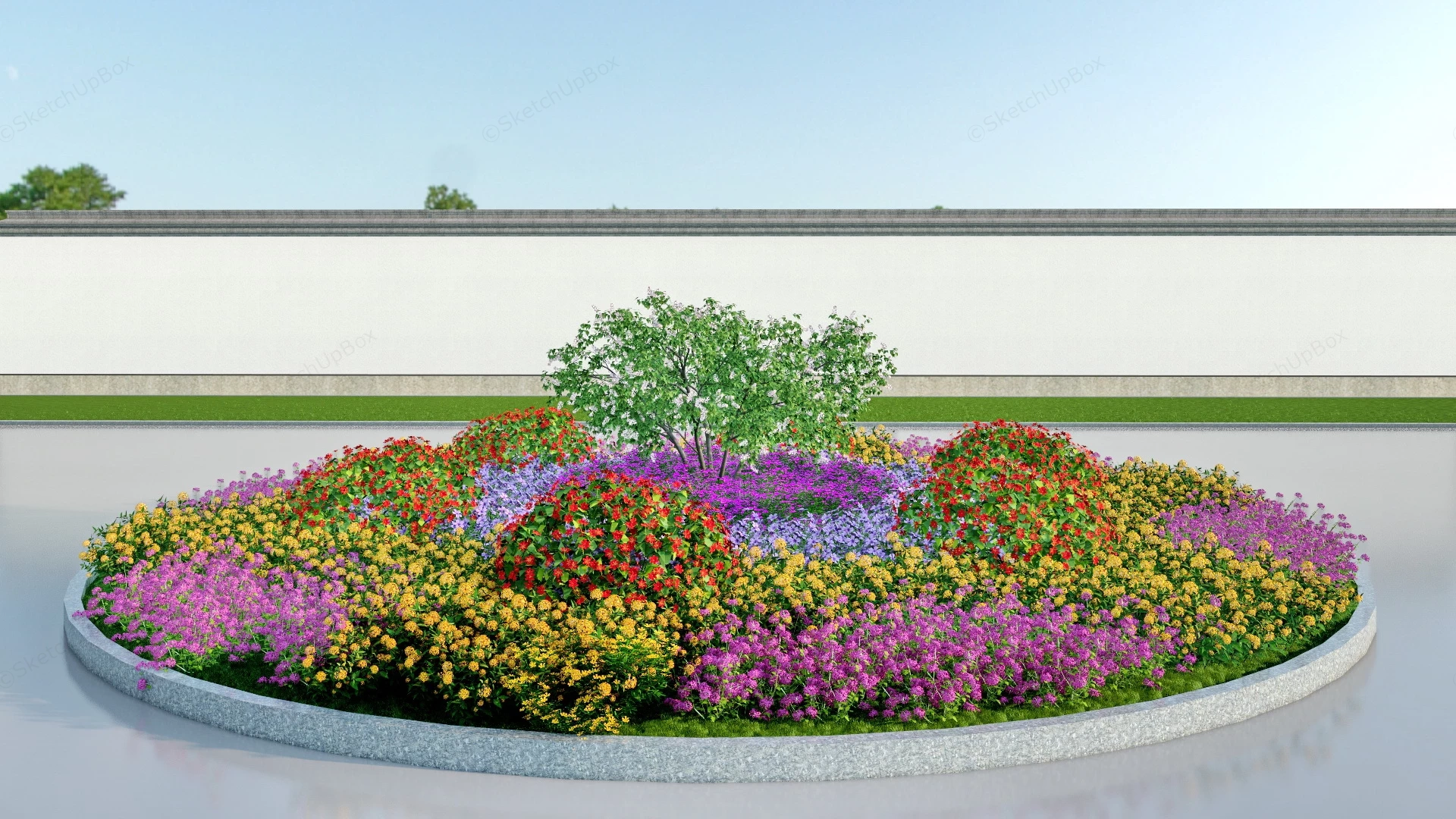Raised Circular Flower Bed sketchup model preview - SketchupBox