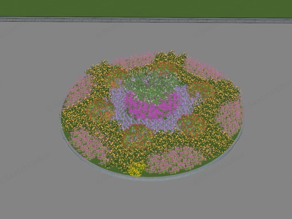 Raised Circular Flower Bed sketchup model preview - SketchupBox
