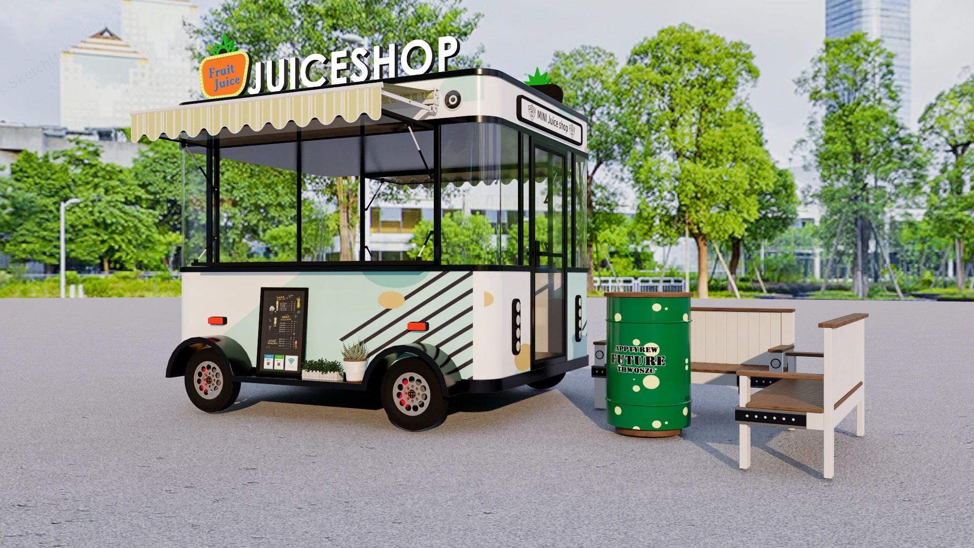 Outdoor Juice Vending Cart sketchup model preview - SketchupBox