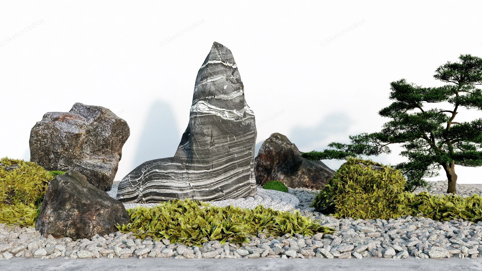 Zen Rock Garden Design sketchup model preview - SketchupBox