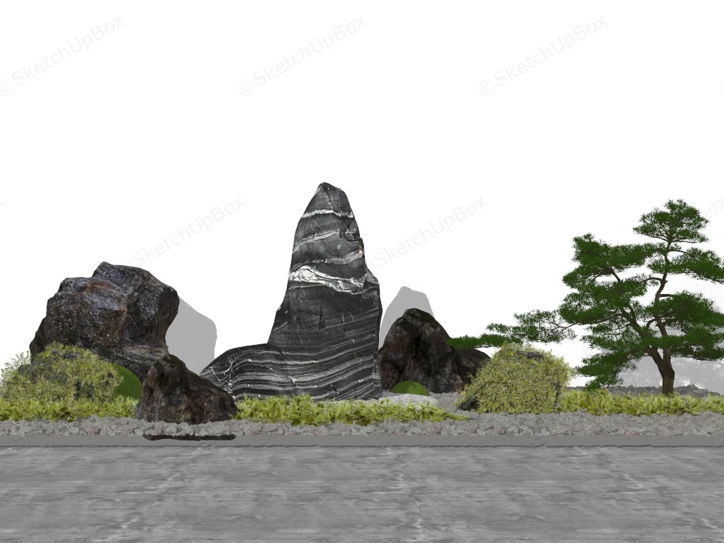 Zen Rock Garden Design sketchup model preview - SketchupBox