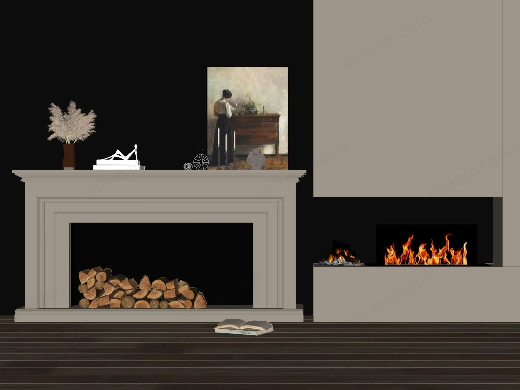 Modern Living Room Fireplace sketchup model preview - SketchupBox