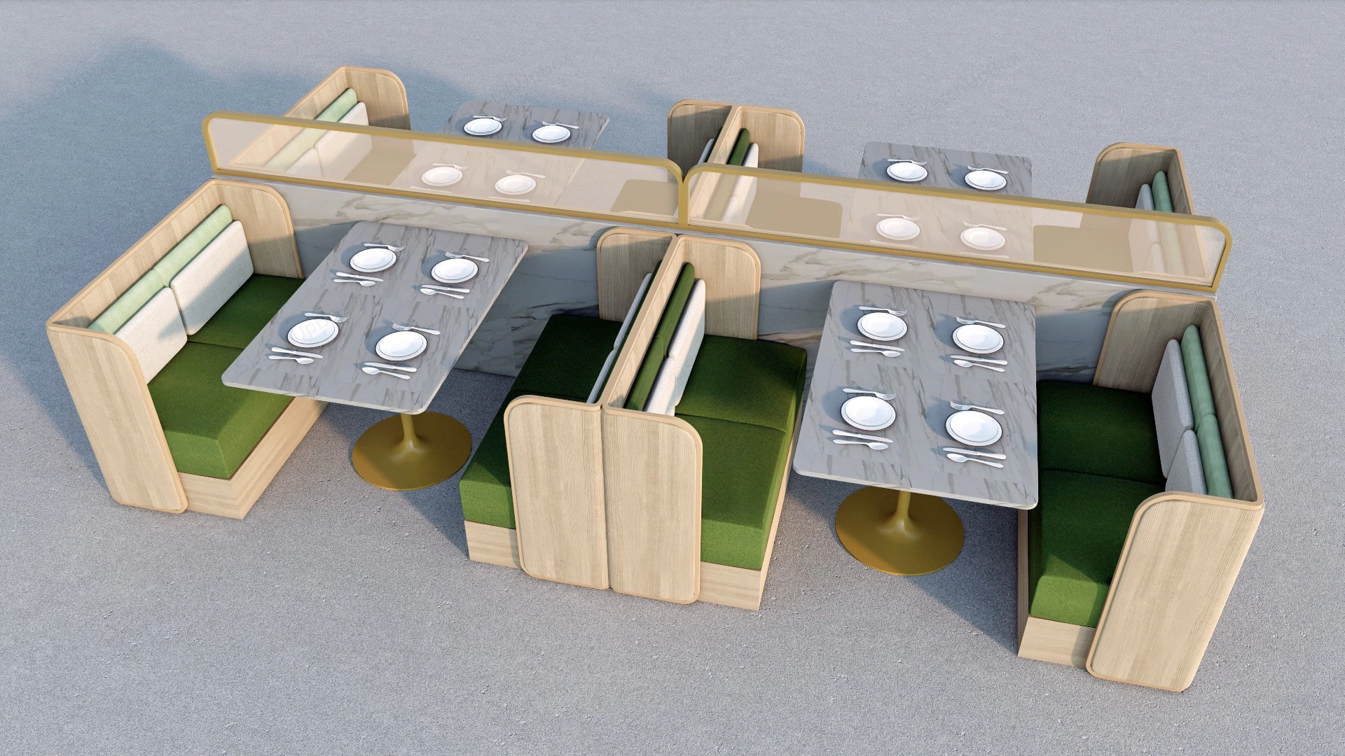 Restaurant Booths And Tables sketchup model preview - SketchupBox