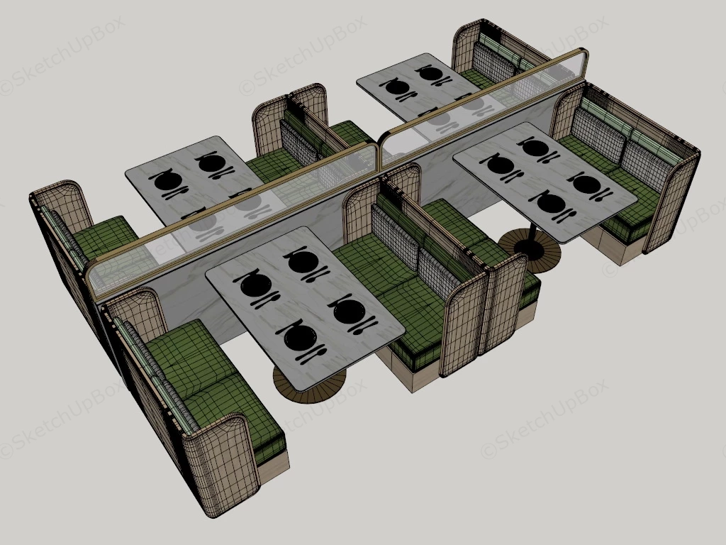 Restaurant Booths And Tables sketchup model preview - SketchupBox