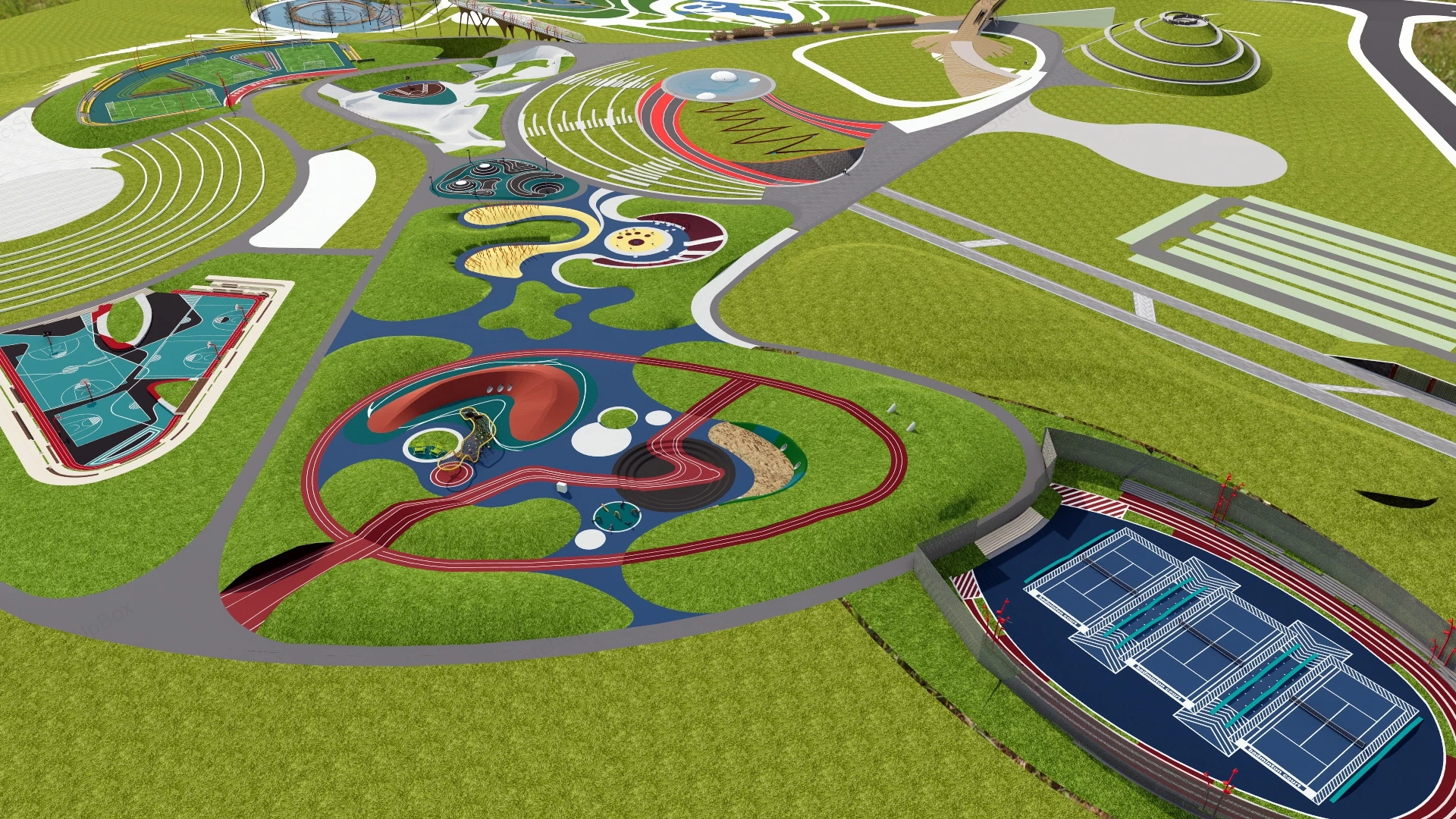 Recreation And Sports Park sketchup model preview - SketchupBox