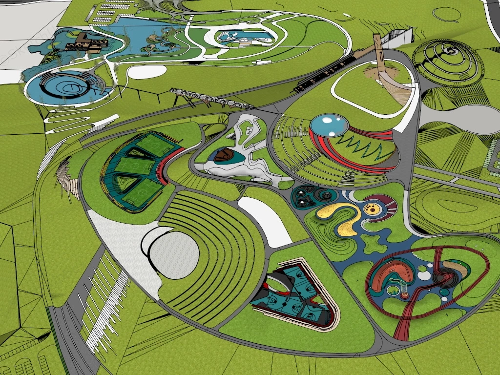 Recreation And Sports Park sketchup model preview - SketchupBox