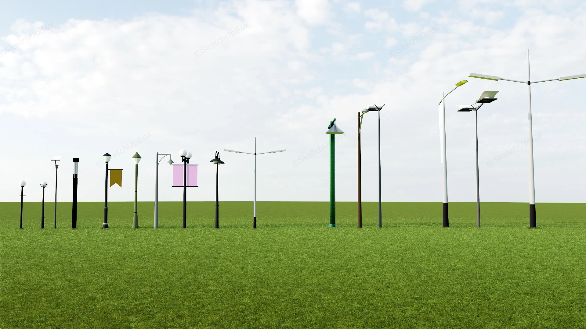 Street Light Collection sketchup model preview - SketchupBox