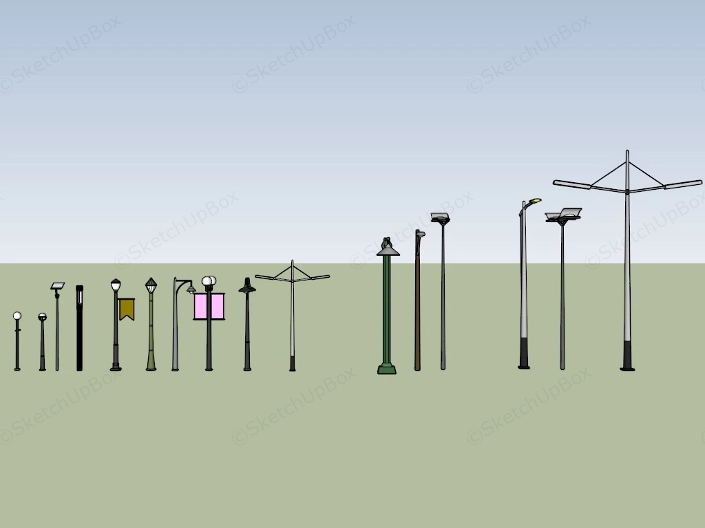 Street Light Collection sketchup model preview - SketchupBox