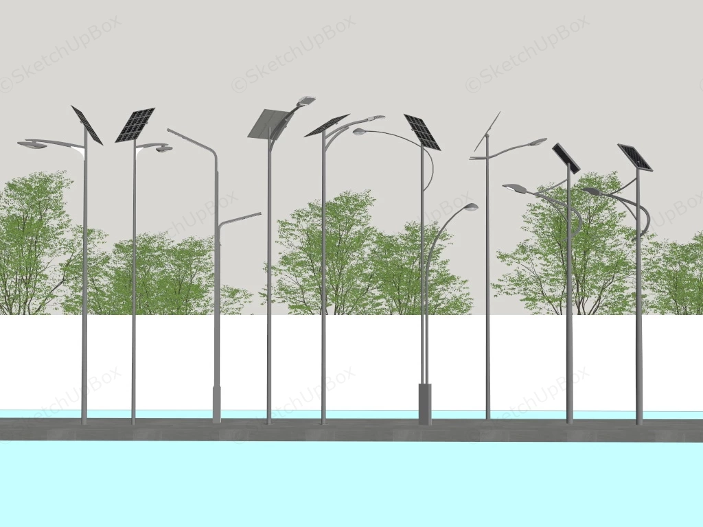 Modern Design Solar Pole Lights sketchup model preview - SketchupBox