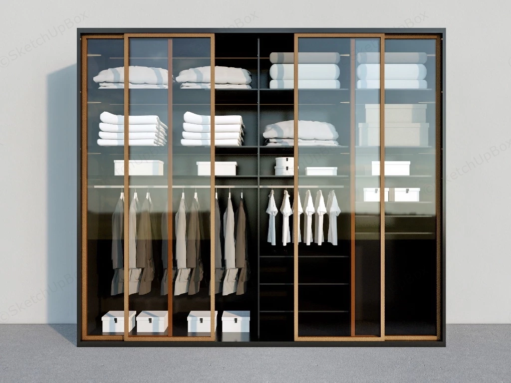 Modern Transparent Glass Wardrobe sketchup model preview - SketchupBox