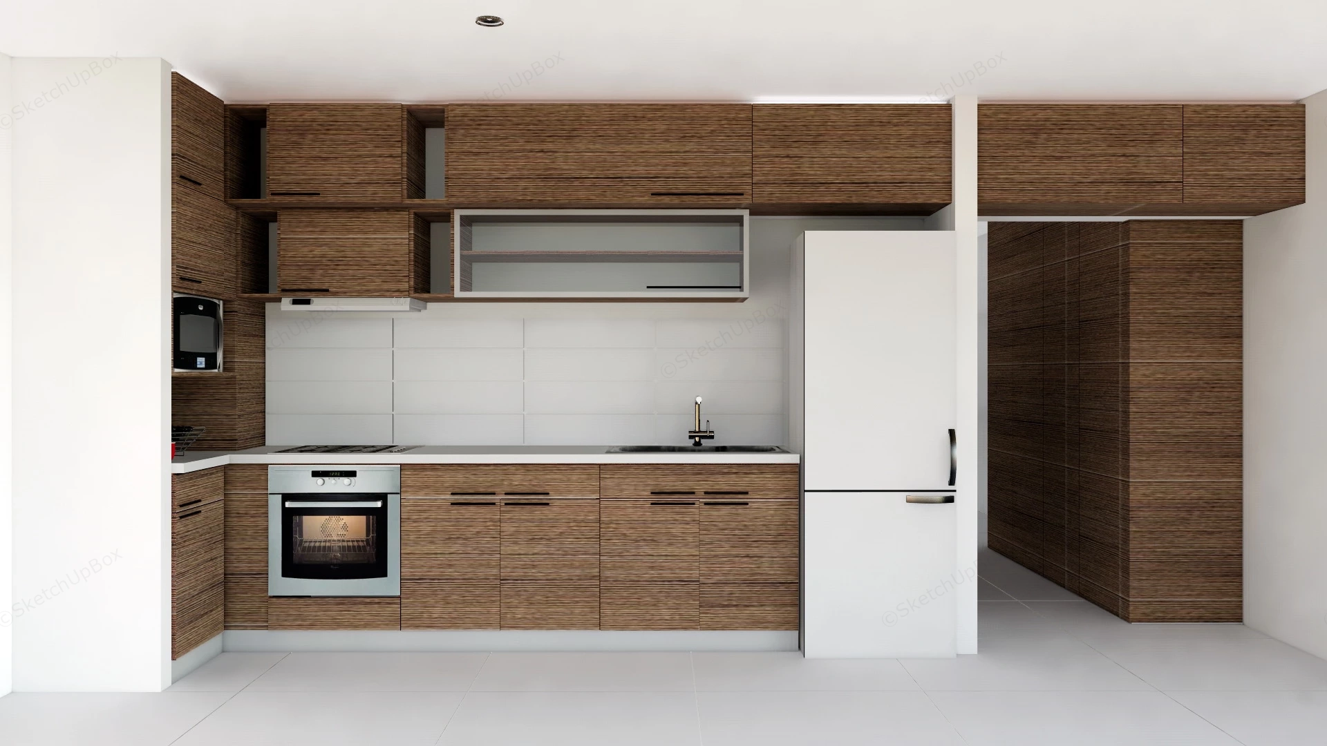 Brown And White Kitchen sketchup model preview - SketchupBox