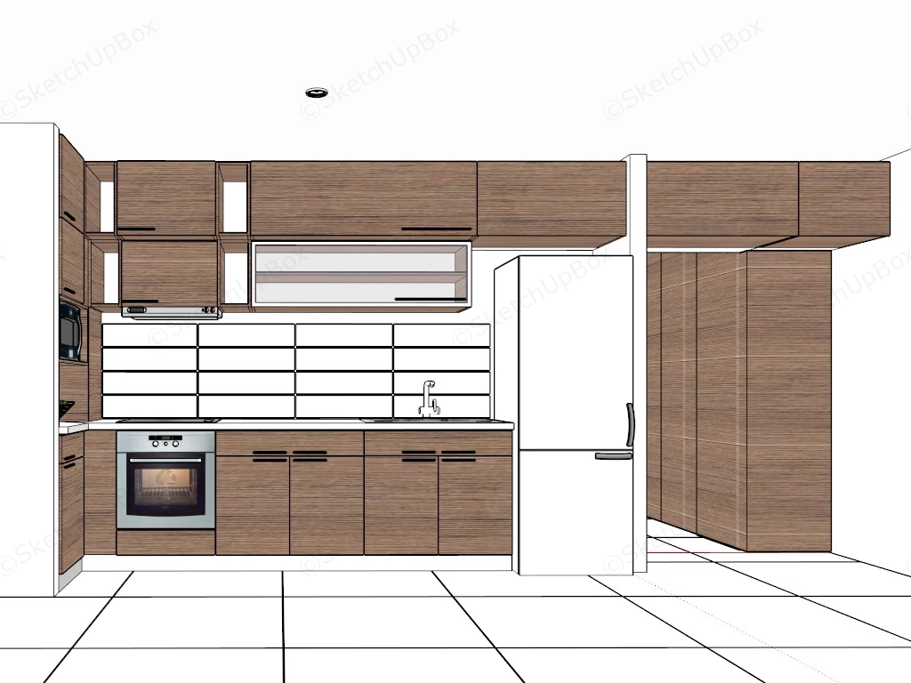 Brown And White Kitchen sketchup model preview - SketchupBox