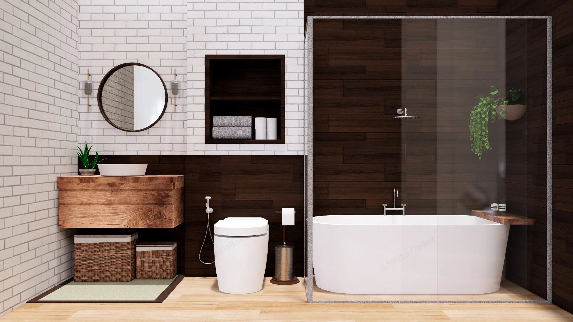 Small Bathroom With Walk In Tub sketchup model preview - SketchupBox