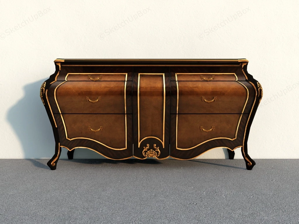 Vintage Console Cabinet sketchup model preview - SketchupBox