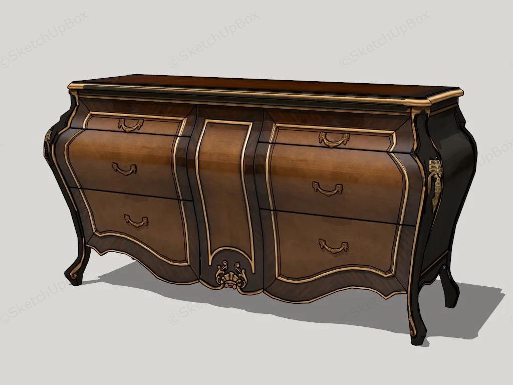 Vintage Console Cabinet sketchup model preview - SketchupBox