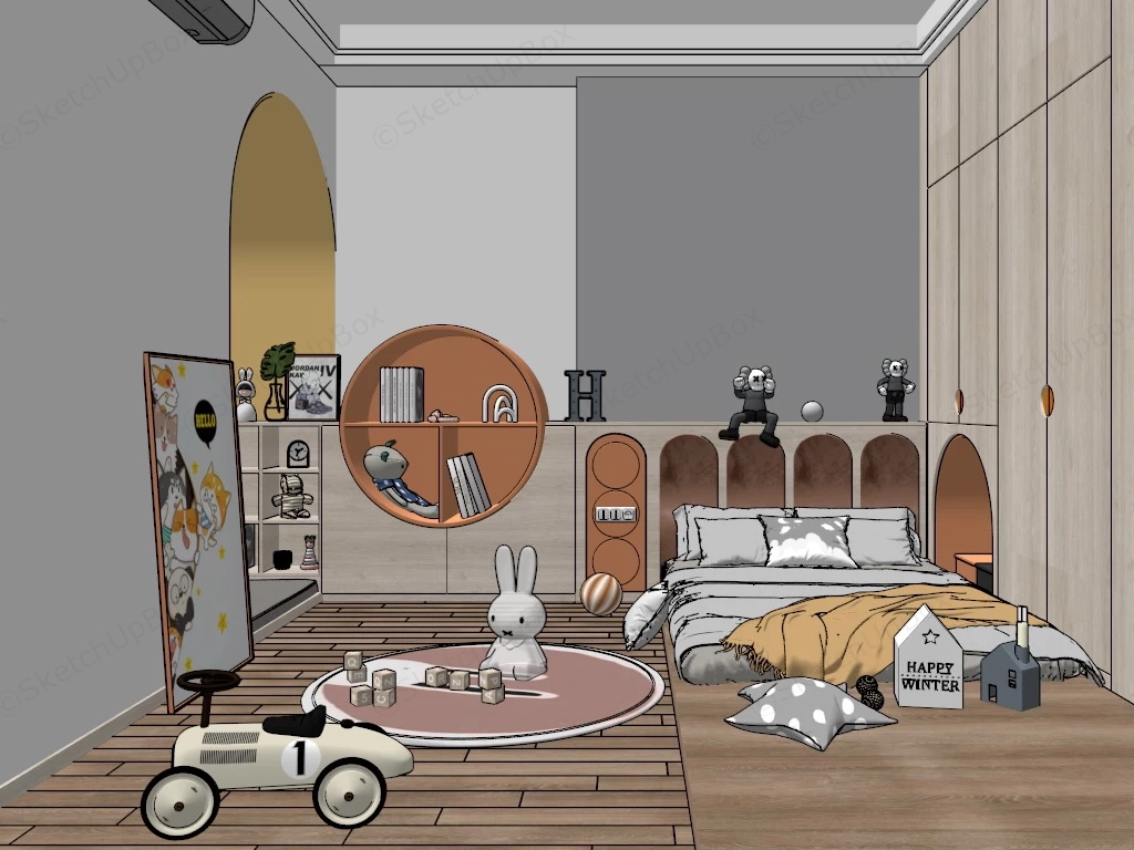 Toddler Bedroom Idea sketchup model preview - SketchupBox