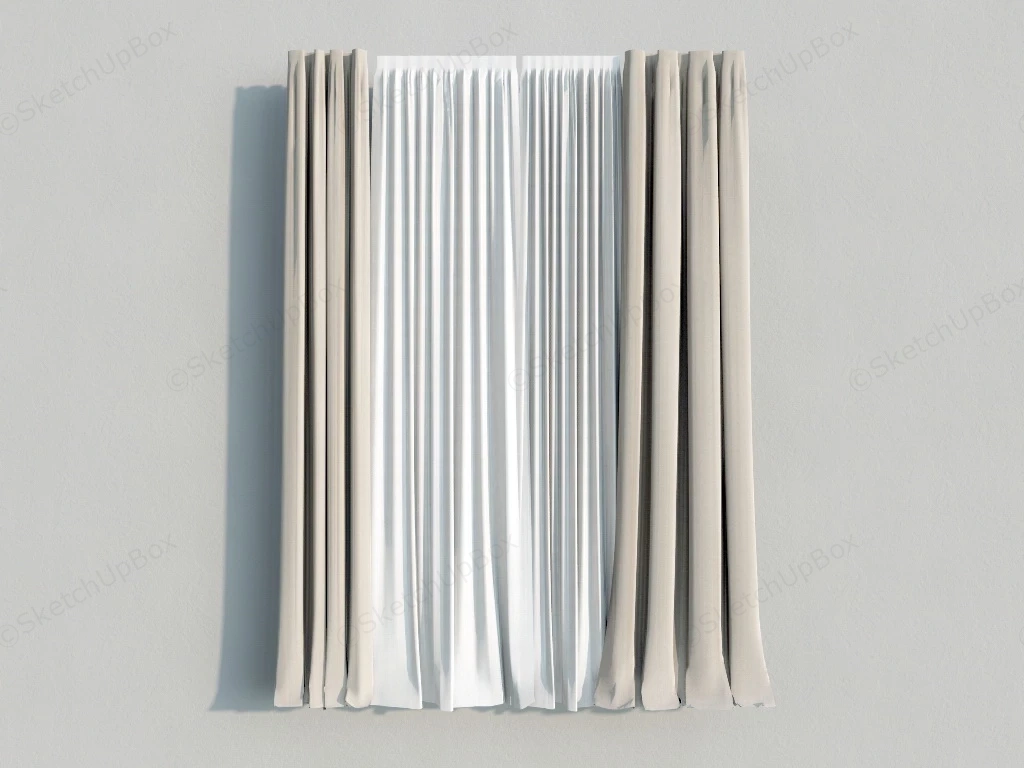 Pleated Curtains sketchup model preview - SketchupBox