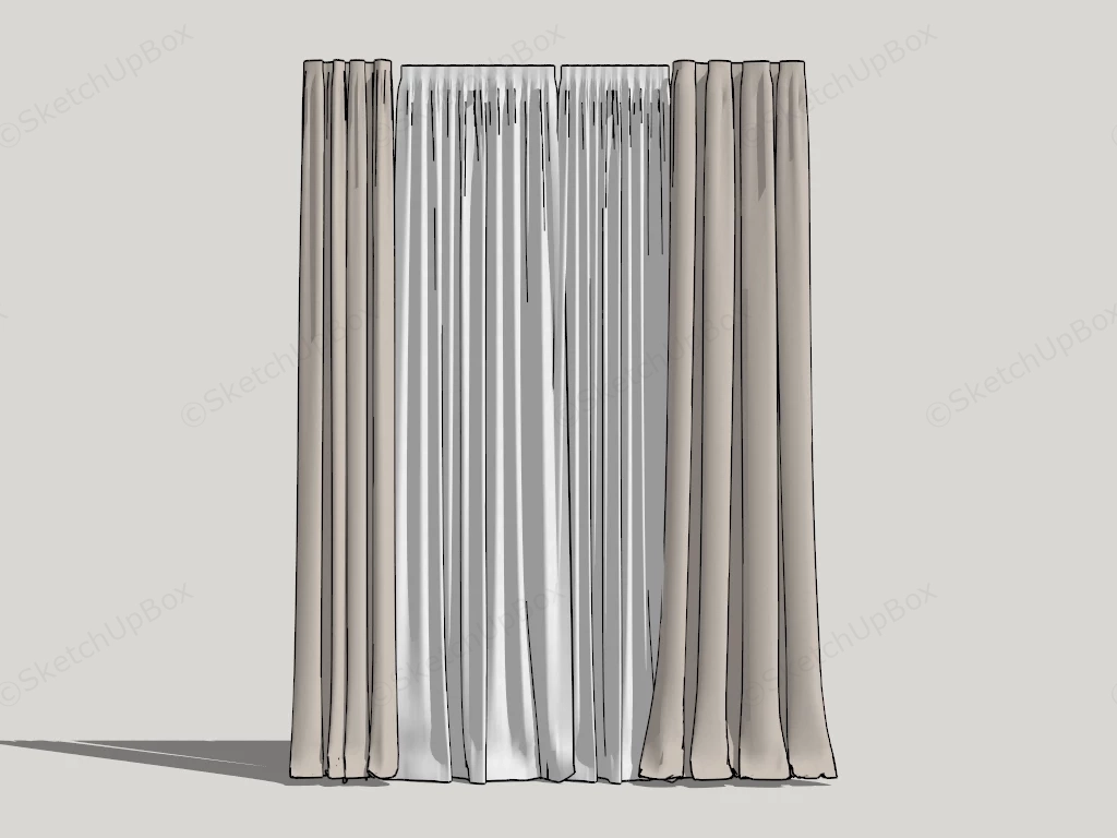 Pleated Curtains sketchup model preview - SketchupBox