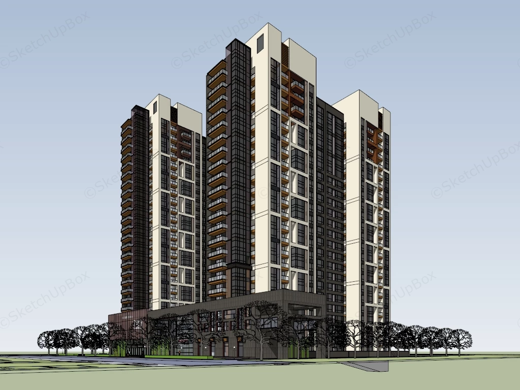 High Rise Condo Buildings sketchup model preview - SketchupBox