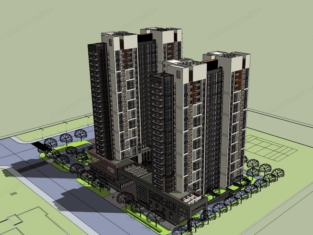 High Rise Condo Buildings sketchup model preview - SketchupBox