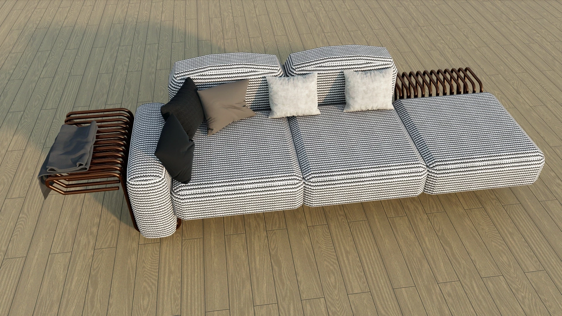 Brass And Fabric Sofa sketchup model preview - SketchupBox