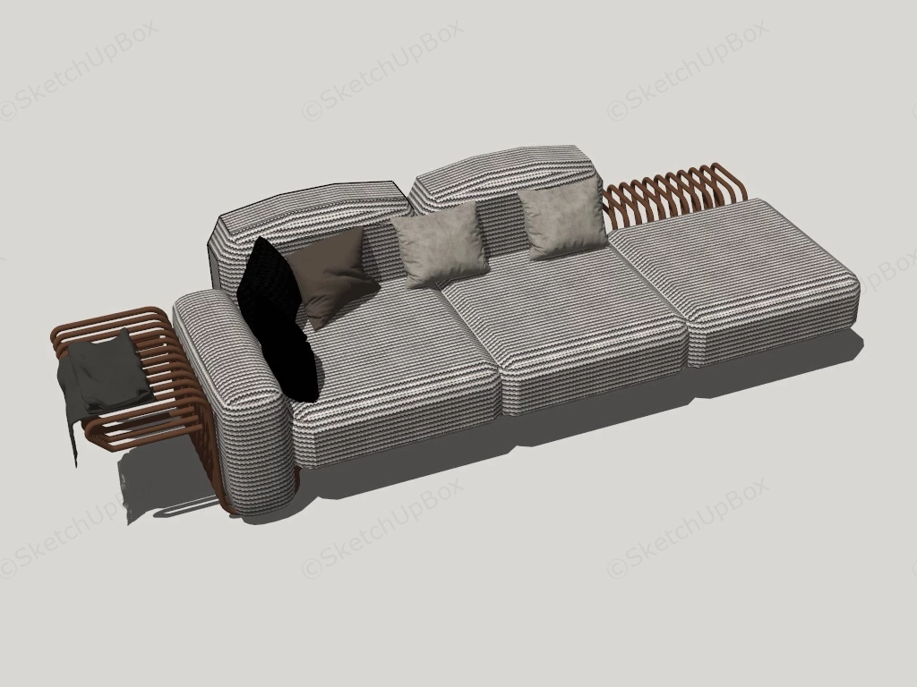 Brass And Fabric Sofa sketchup model preview - SketchupBox
