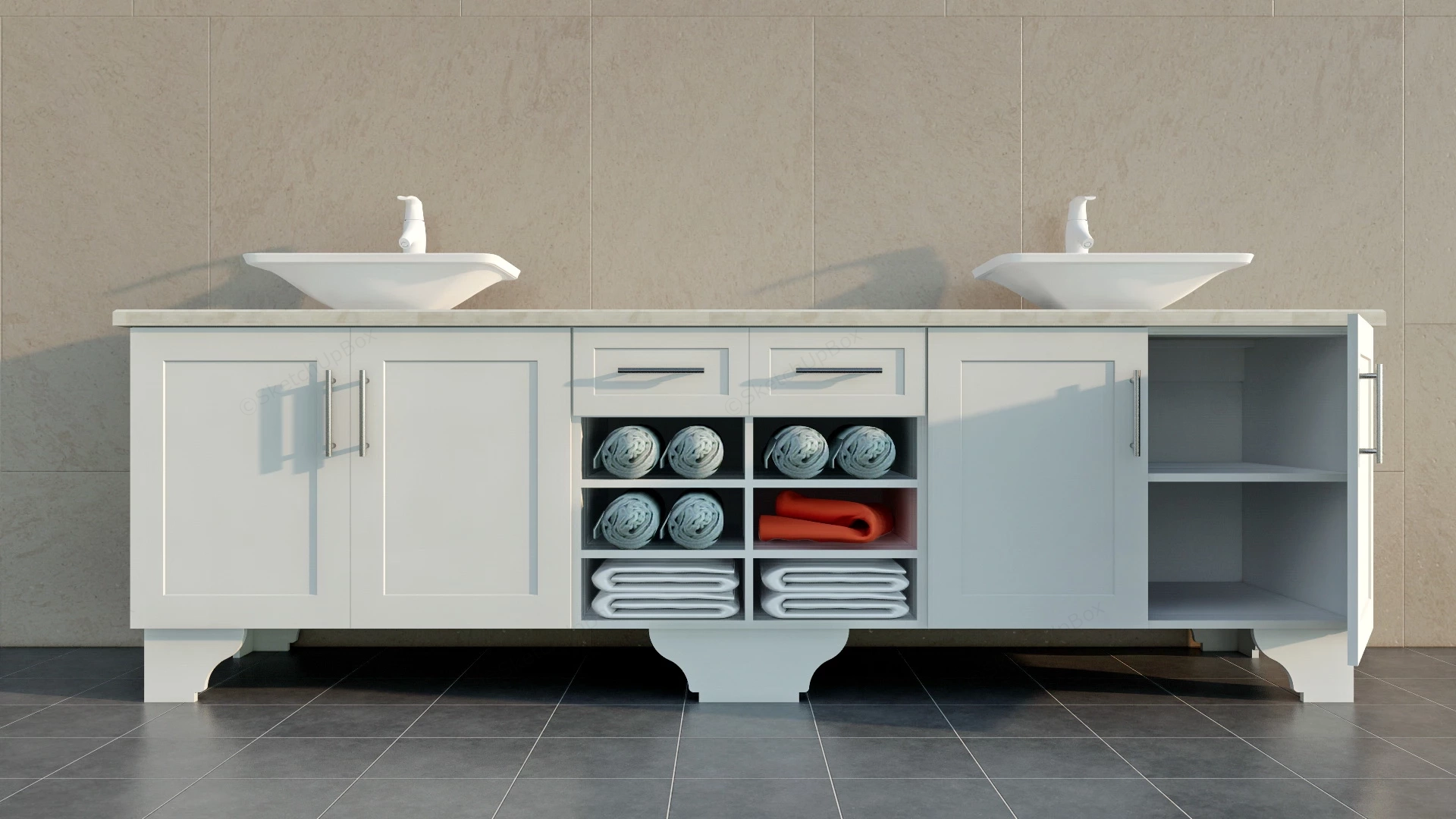 Double Sink Bath Vanity Set sketchup model preview - SketchupBox