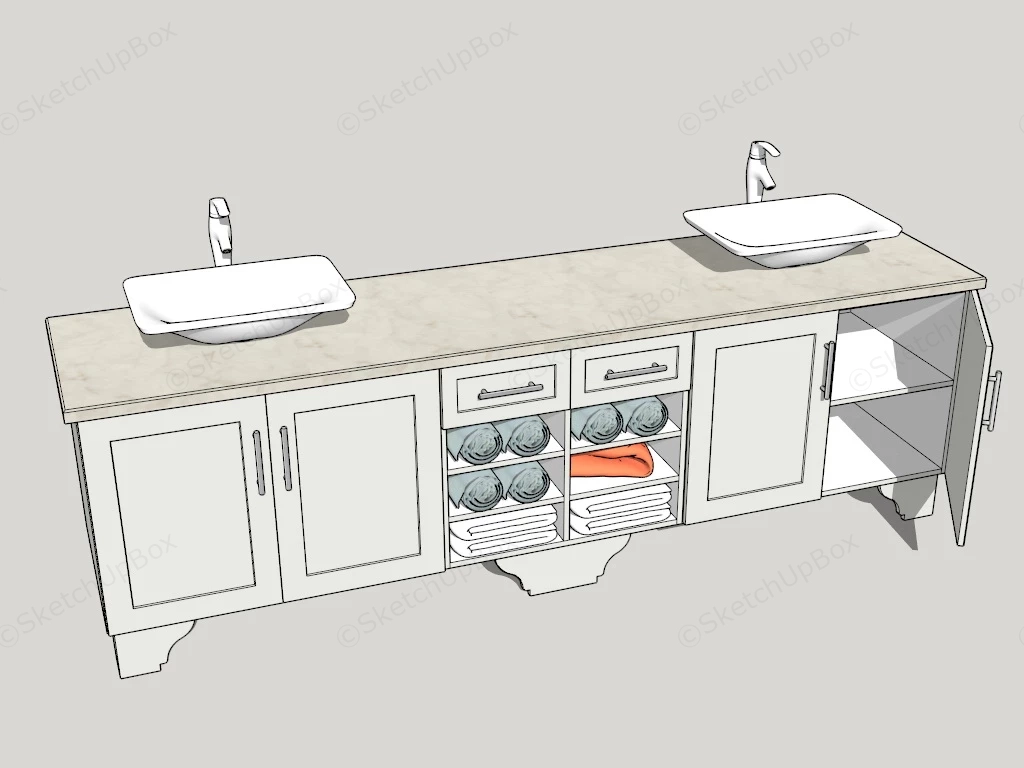 Double Sink Bath Vanity Set sketchup model preview - SketchupBox