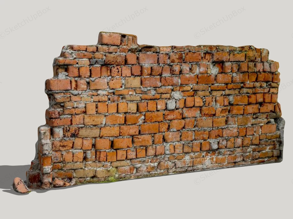Broken Old Brick Wall sketchup model preview - SketchupBox