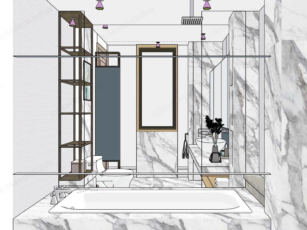 White Bathroom Idea sketchup model preview - SketchupBox
