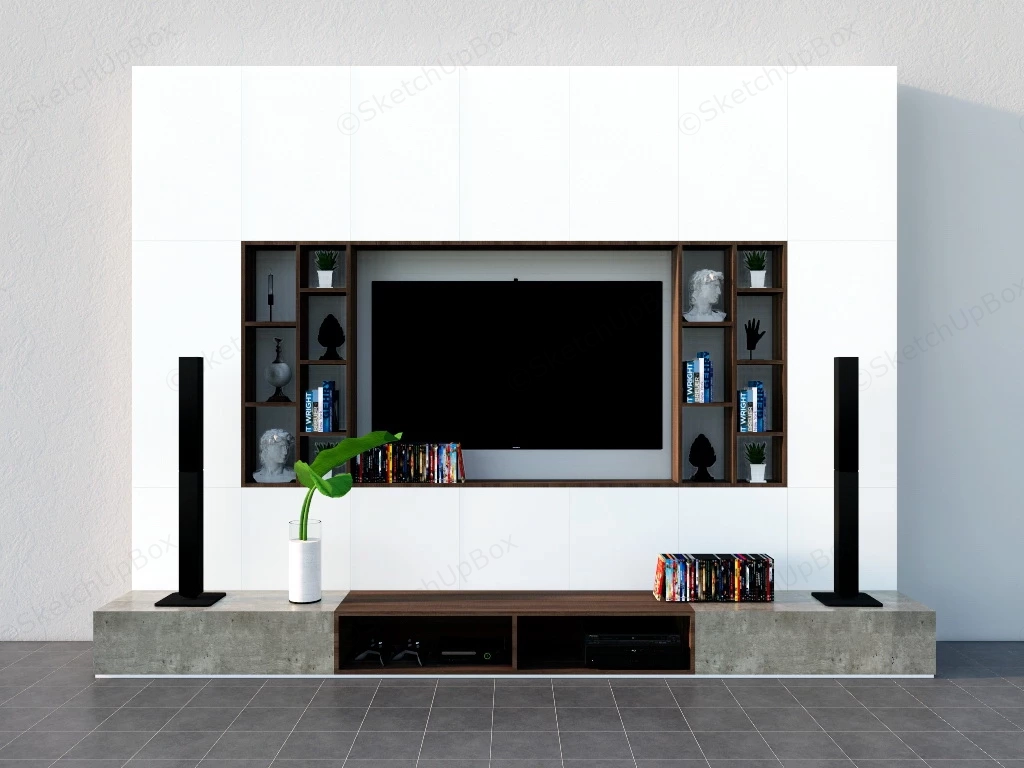 Contemporary Tv Wall Unit sketchup model preview - SketchupBox