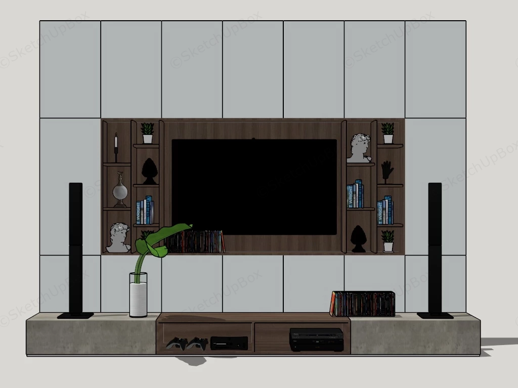 Contemporary Tv Wall Unit sketchup model preview - SketchupBox